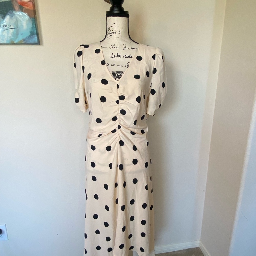 a new day Cream and black Polka Dots High Low Dress NWT - Picture 3 of 11